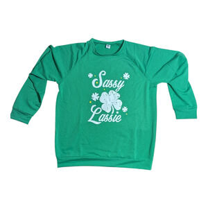 Sassy Lassie-Vintage Clover Cute St Patrick's Day - Long Sleeve - Size Med NEW